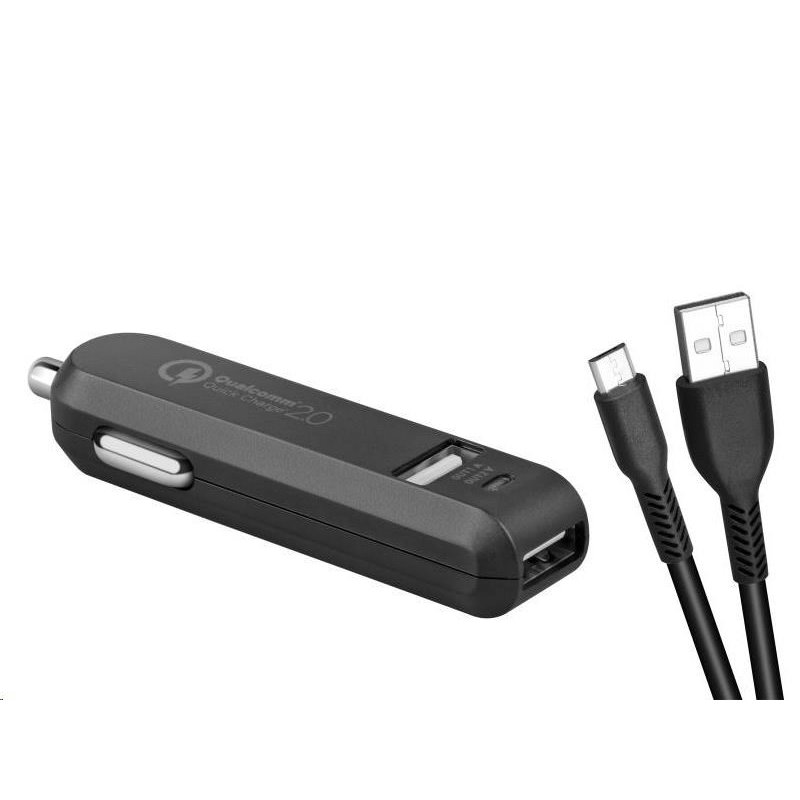 AVACOM CarMAX 2 nabíječka do auta 2x Qualcomm Quick Charge 2.0, černá barva (micro USB kabel)